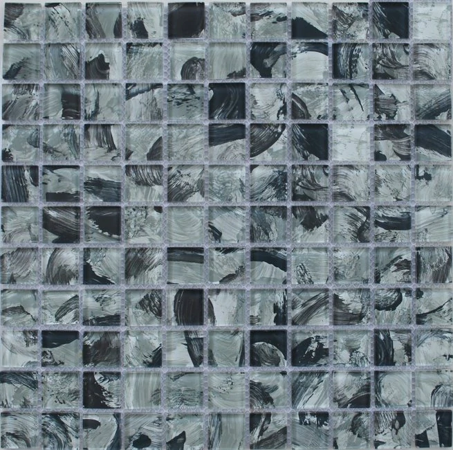 Maxwhite JSM-CH016 Mozaika skleněná šedá černá 29,7x29,7cm sklo