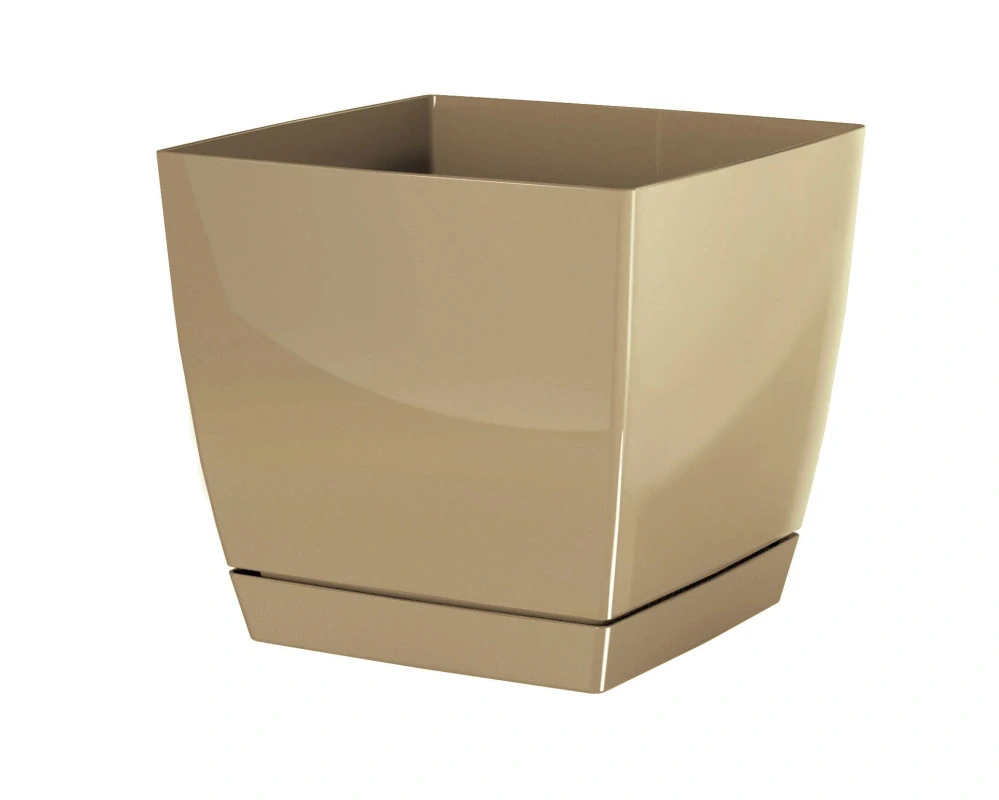 PROSPERPLAST Květináč COUBI ROUND P s miskou káva s mlékem 12cm