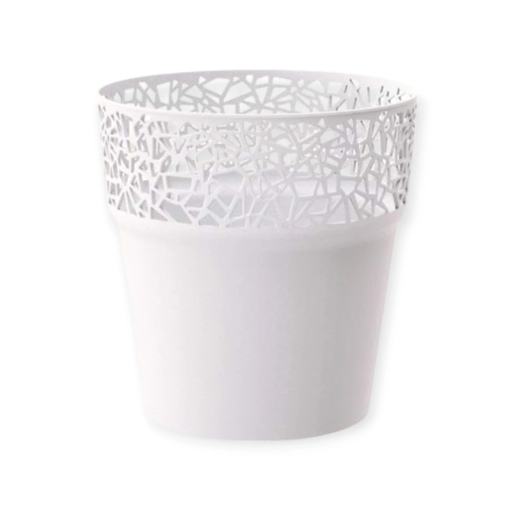PROSPERPLAST Květináč s krajkou TREE bílý 14,5 cm