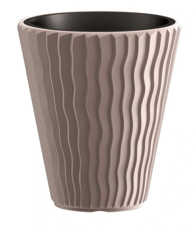 PROSPERPLAST Květináč SANDY + vklad mocca 39 cm