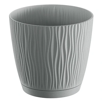 PROSPERPLAST Květináč s miskou SANDY P šedý kámen 14,9cm