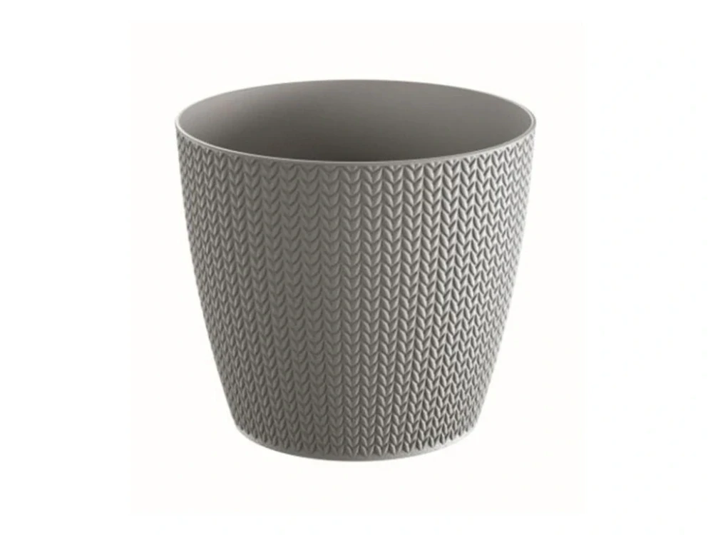 PROSPERPLAST Květináč WHEATY šedý kámen 12,8cm