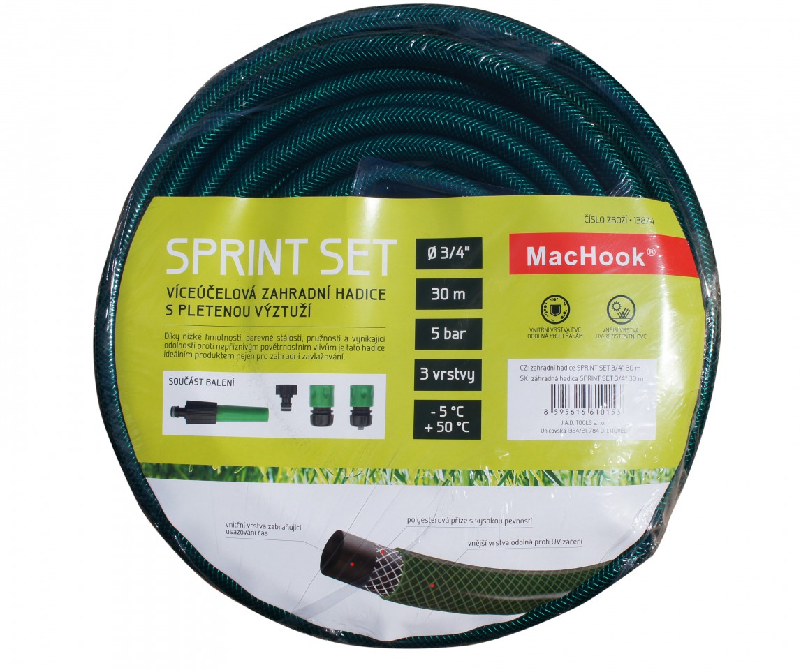 MacHook 13872 SPRINT SET 3/4" 20 m zahradní hadice s příslušenstvím zelená