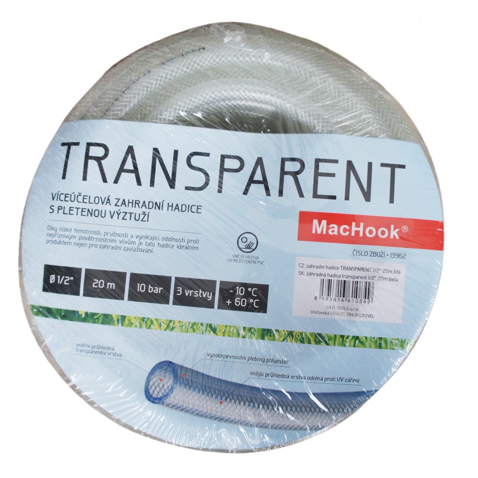 JAD TRANSPARENT Zahradní hadice, 25.4mm (1"), 25m, bílá