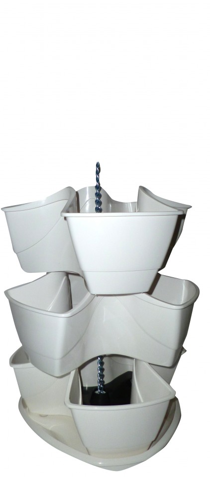 PROSPERPLAST COUBI kaskádový květináč 29,5x29,5x88cm, bílá DKN300W