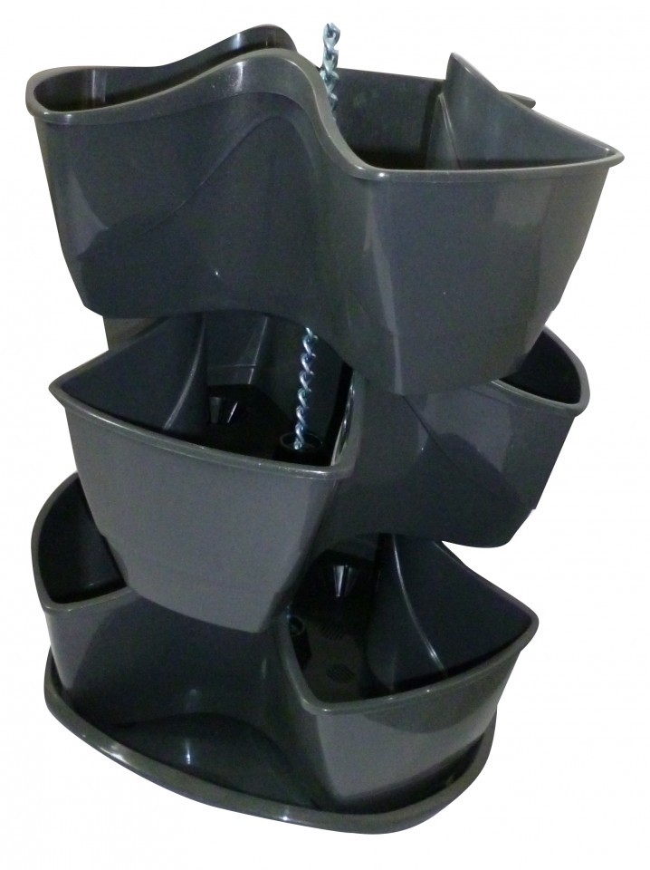 PROSPERPLAST COUBI kaskádový květináč 29,5x29,5x88cm, grafit DKN300W