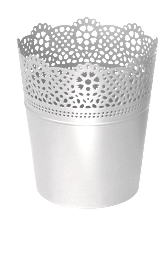 PROSPERPLAST LACE květináč s krajkou 11,2 cm, bílá DLAC115