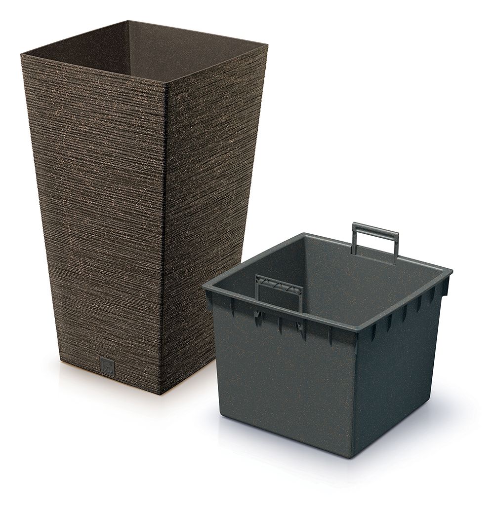 PROSPERPLAST Kvetináč FURU SQUARE ECO WOOD 39,5cm kávový