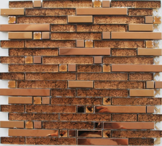 Maxwhite JSM-JB042 Mozaika skleněná nerezová hnědá bronzová 30x30cm sklo kov metal