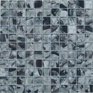 Maxwhite JSM-CH016 Mozaika skleněná šedá černá 29,7x29,7cm sklo