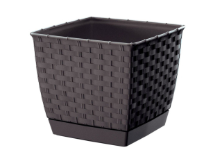 PROSPERPLAST Květináč hranatý RATOLLA SQUARE umbra 25cm