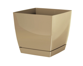 PROSPERPLAST Květináč COUBI ROUND P s miskou káva s mlékem 13,5cm