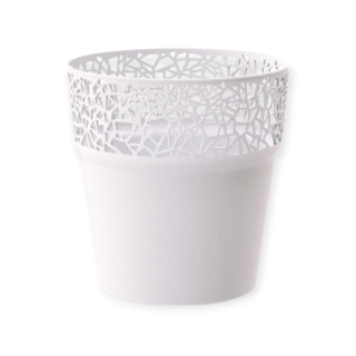 PROSPERPLAST Květináč s krajkou TREE bílý 14,5 cm