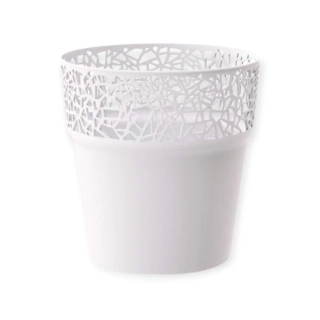 PROSPERPLAST Květináč s krajkou TREE bílý 14,5 cm