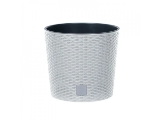 PROSPERPLAST Květináč RATO ROUND + vklad bílý 20,0 cm