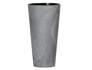 PROSPERPLAST Květináč s vkladem TUBUS SLIM BETON EFFECT marengo 25 cm