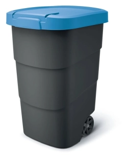 PROSPERPLAST Zahradní nádoba s kolečky WHEELER antracit s modrým víkem 110l