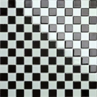 Maxwhite CH4011PM Mozaika skleněná bílá černá šachovnice 30x30cm sklo